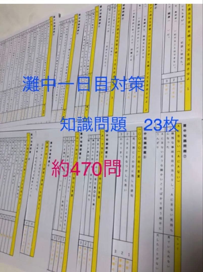 goma　灘中　中学受験　国語 1日目対策資料　4セット