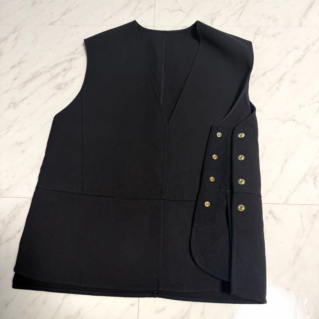 【美品✨️】ドゥロワー ウール 100% ケヌキジレ ベスト リバーコート 濃紺