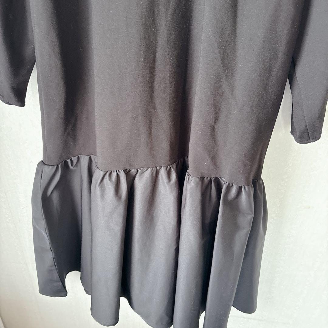 【極美品】HeRIN.CYE Ponte op 異素材ドッキングワンピース 黒
