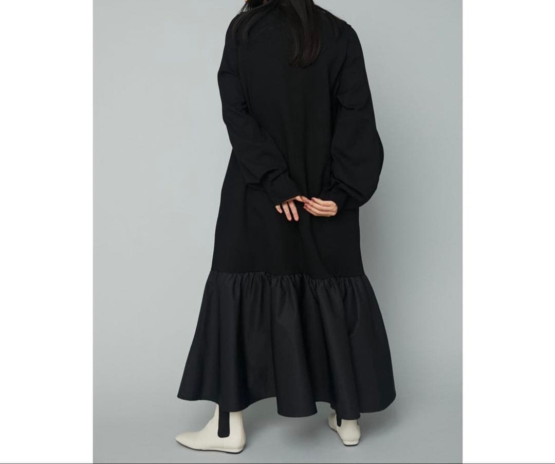 【極美品】HeRIN.CYE Ponte op 異素材ドッキングワンピース 黒