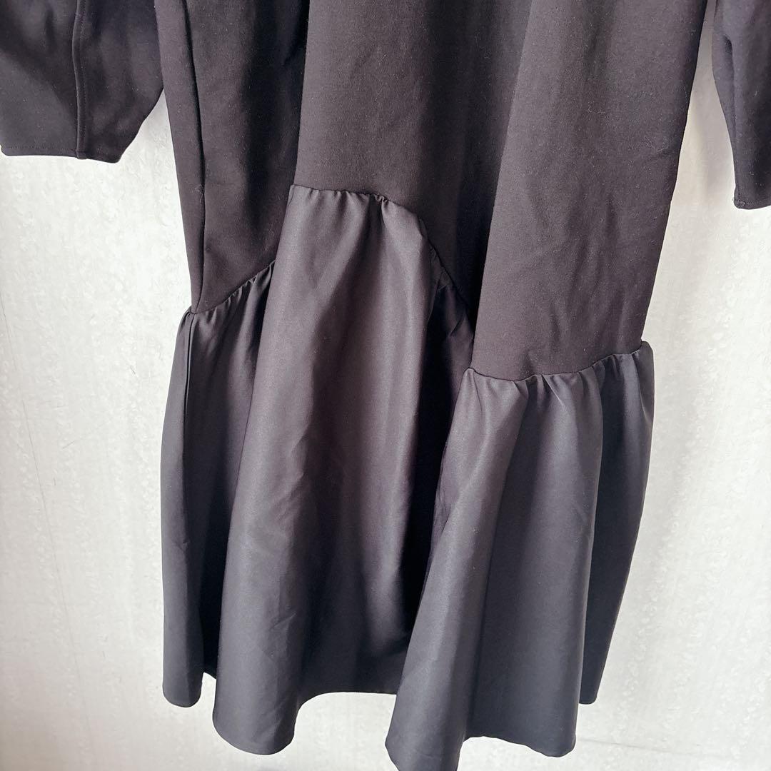 【極美品】HeRIN.CYE Ponte op 異素材ドッキングワンピース 黒