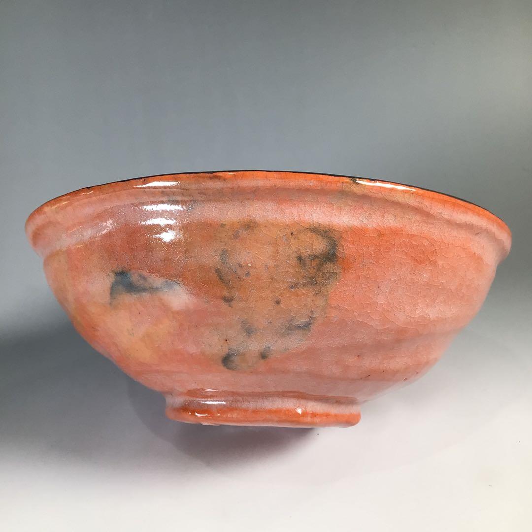 Ｍ８６４　嶋台茶碗　『佐々木松楽造』『赤楽』『金銀一双』　共箱　茶道具