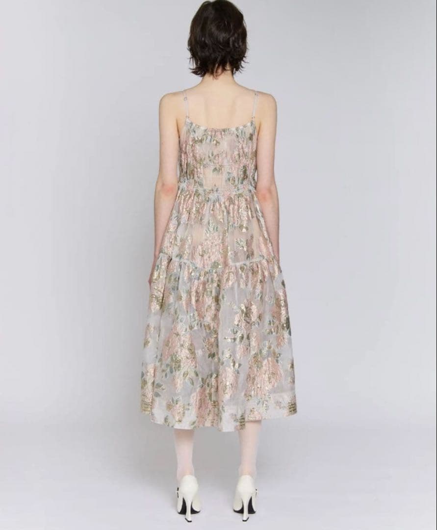 ワンピース POPPY Pink gold jacquard cami dress