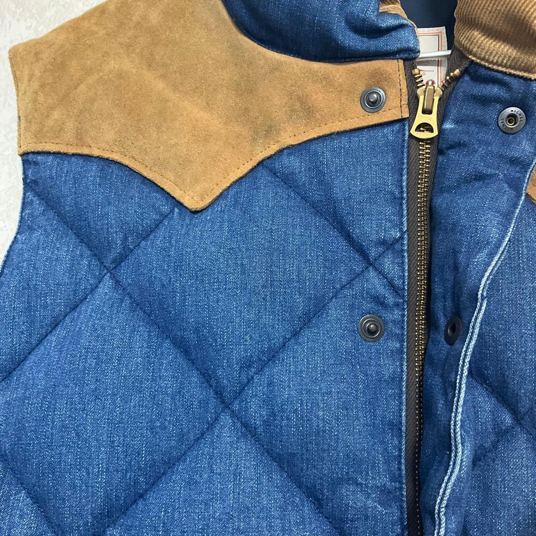 SUGAR CANE シュガーケーン 牛革 レザーヨーク・ダウンベスト　デニム