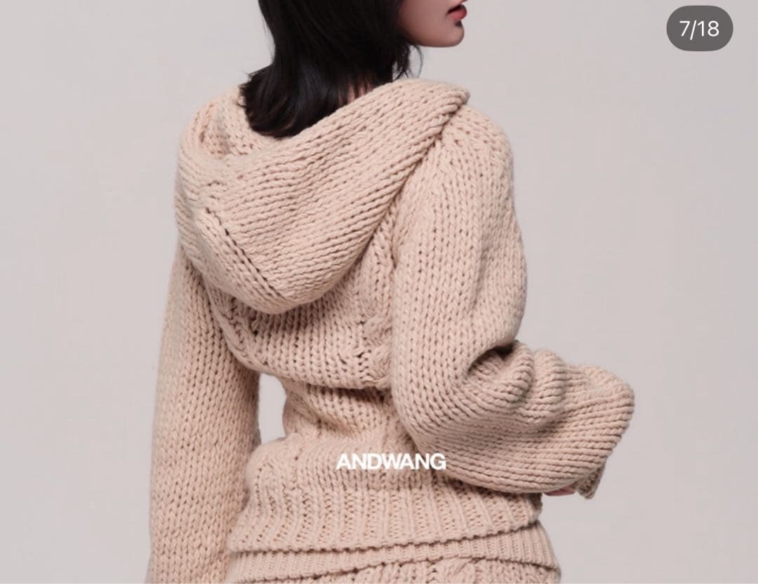 トップス andwang Low Gauge Zip Set Up beige