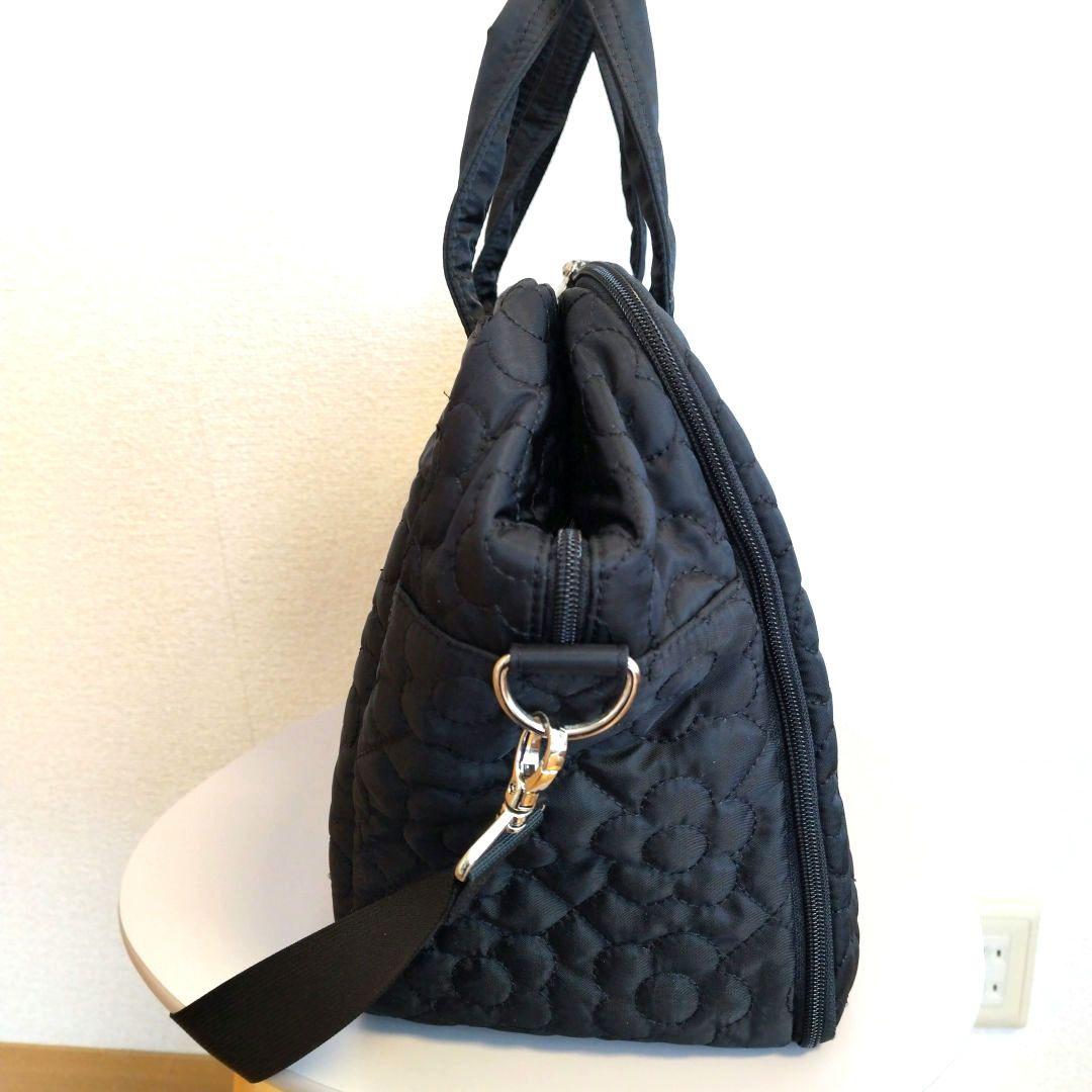 マリークワント MARYQUANT デイジーキルト ボストンバッグ 黒