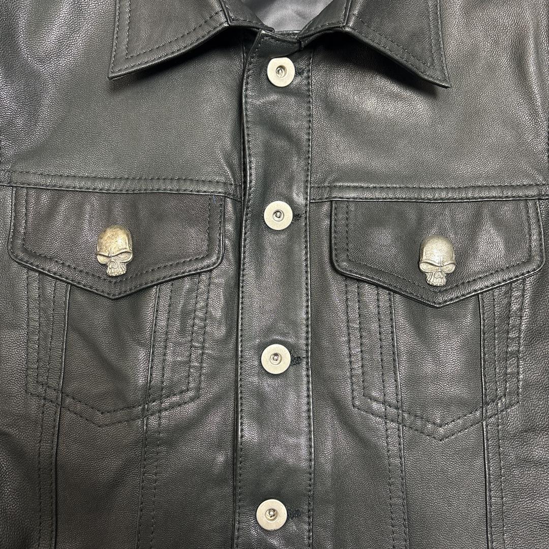 ジャケット・アウター COLLARS leather tracker jacket skull M