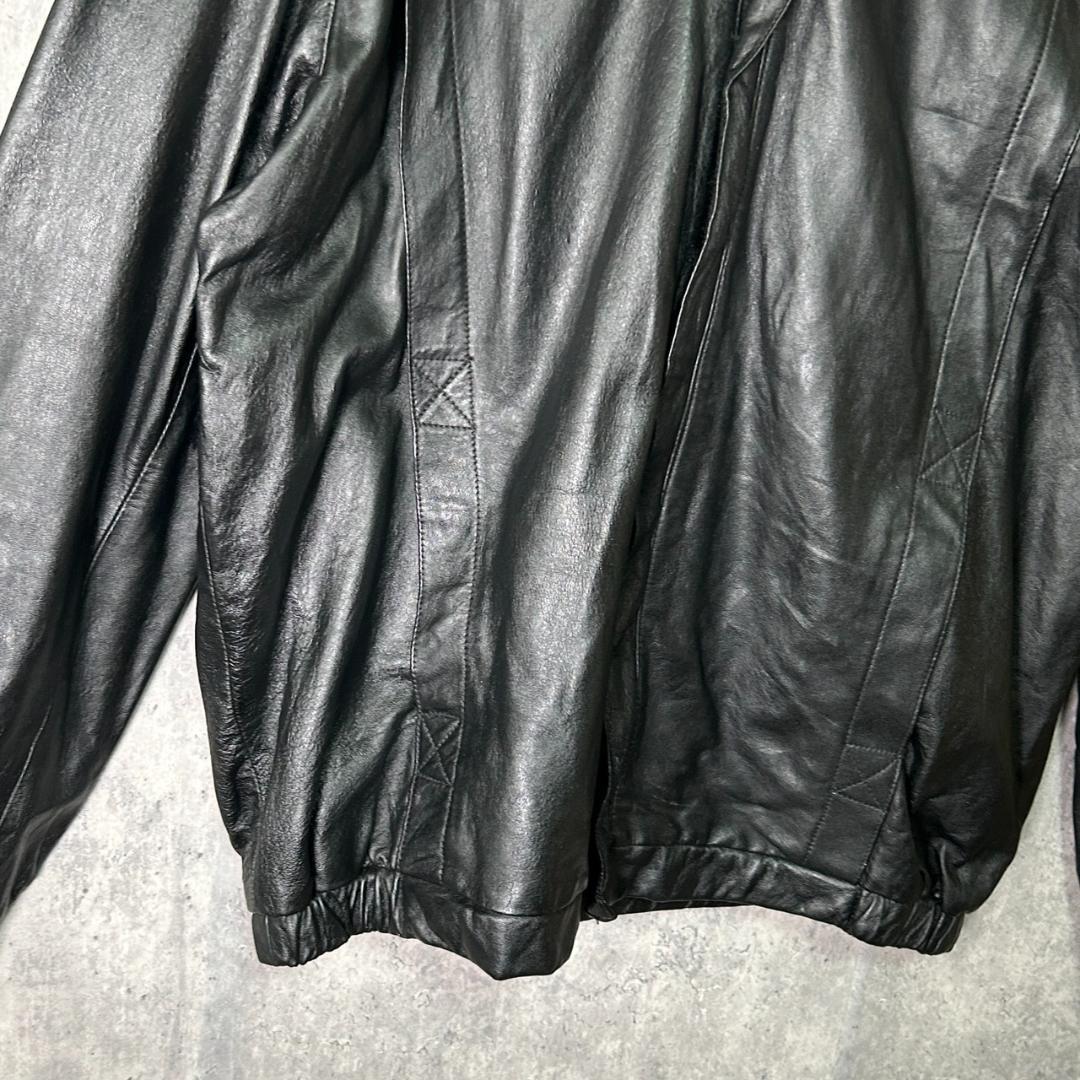 本革 レザージャケット オールブラック 黒 ヴィンテージ 肩パッドなし