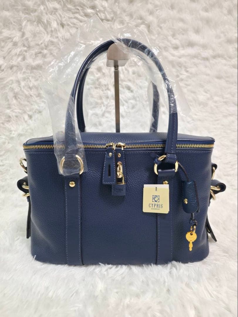 キプリス VolVie バギーバッグ 牛革 ネイビー 2WAY新品 日本製 撥水