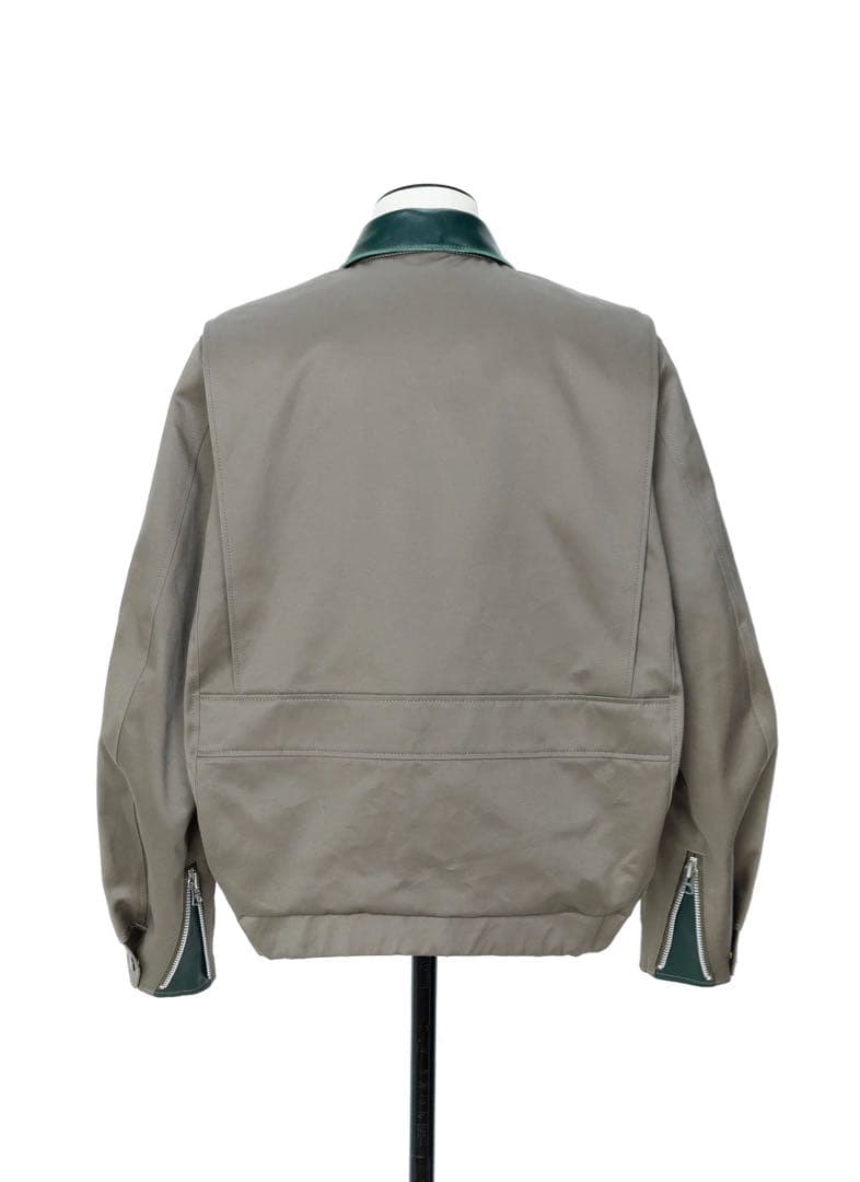 sacai Cotton Chino Blouson 【2】 襟レザー　グレ