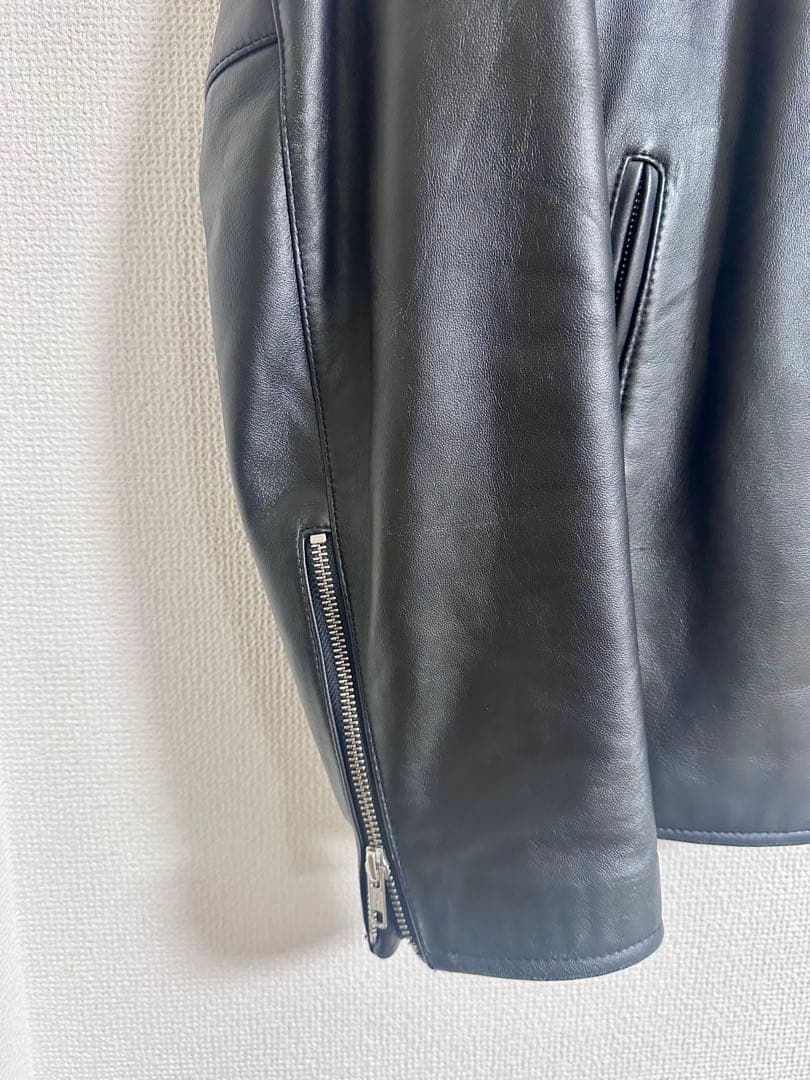 【着用数回】レザージャケット　ライダース　本革　ラムレザー　ブラック　Lサイズ