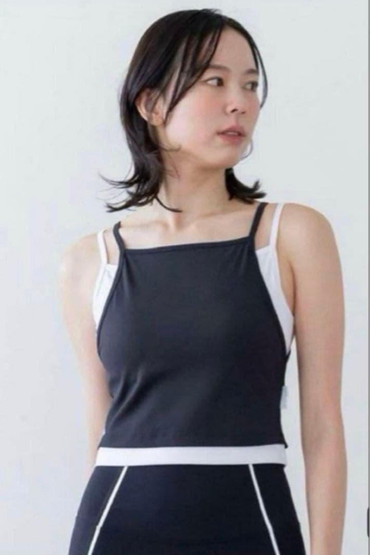 K*☆様 【試着のみ】SUKALA リブコンビショートタンクトップ ブラック M