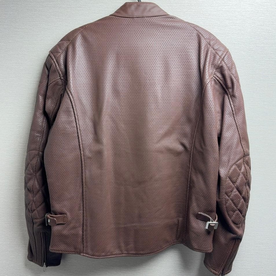 美品 パンチングレザー シングルライダース ジャケット XL 羊革 MET'Z