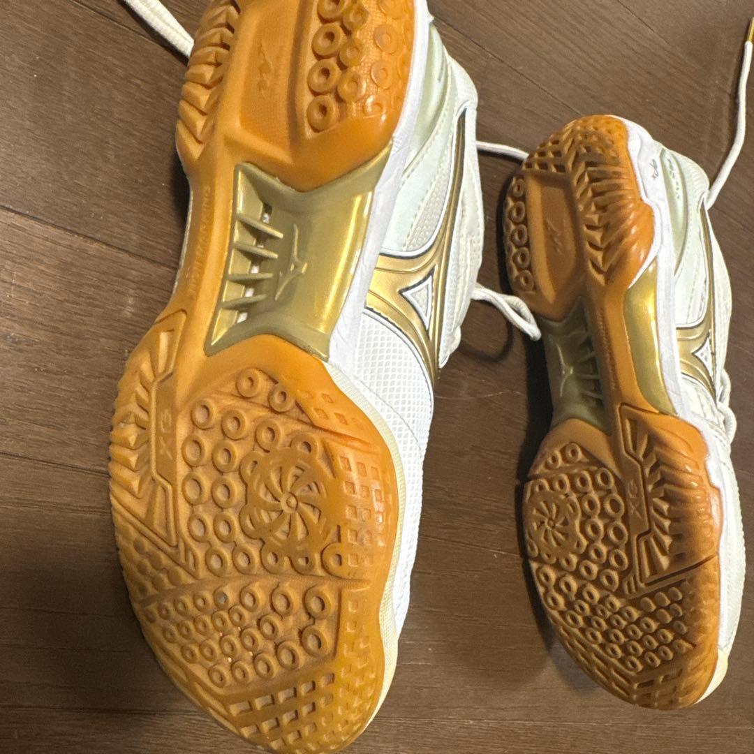 Mizuno バドミントンシューズ ホワイト/ゴールド