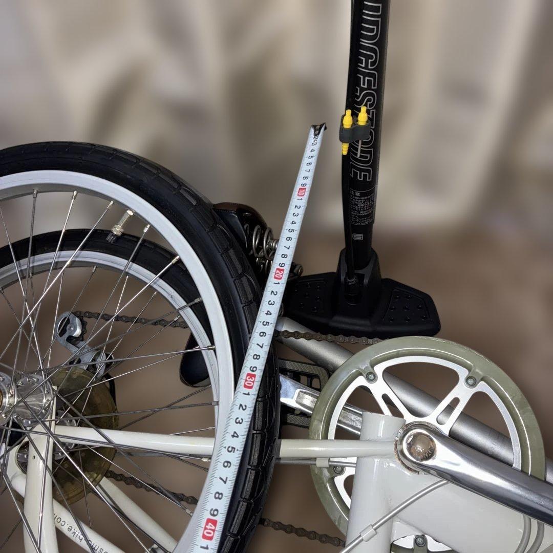 DAHONホワイト折りたたみ自転車20inch ブリヂストン空気入れ付き［美品］