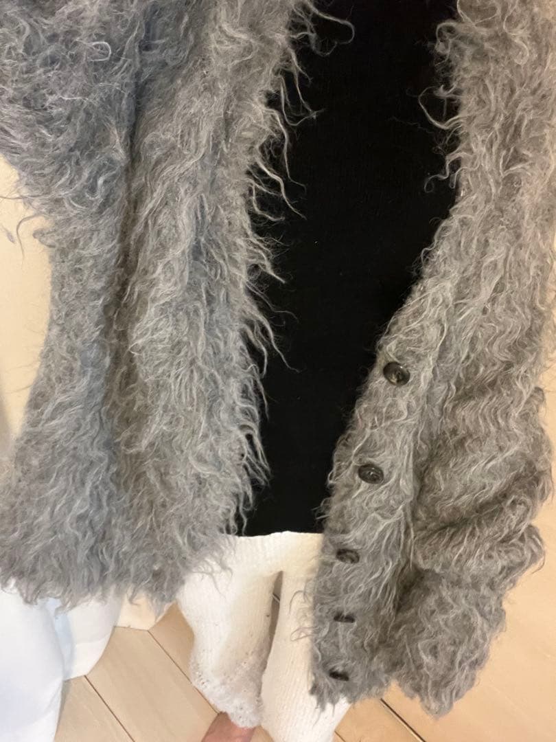 THE TOE シャギーカーディガン　グレー　Ｍ