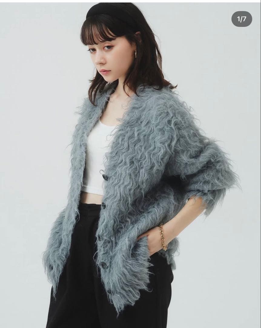 THE TOE シャギーカーディガン　グレー　Ｍ
