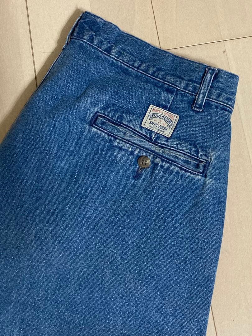 90s ラルフローレン デニムスラックス USA製 ポロデニム 2タック W32