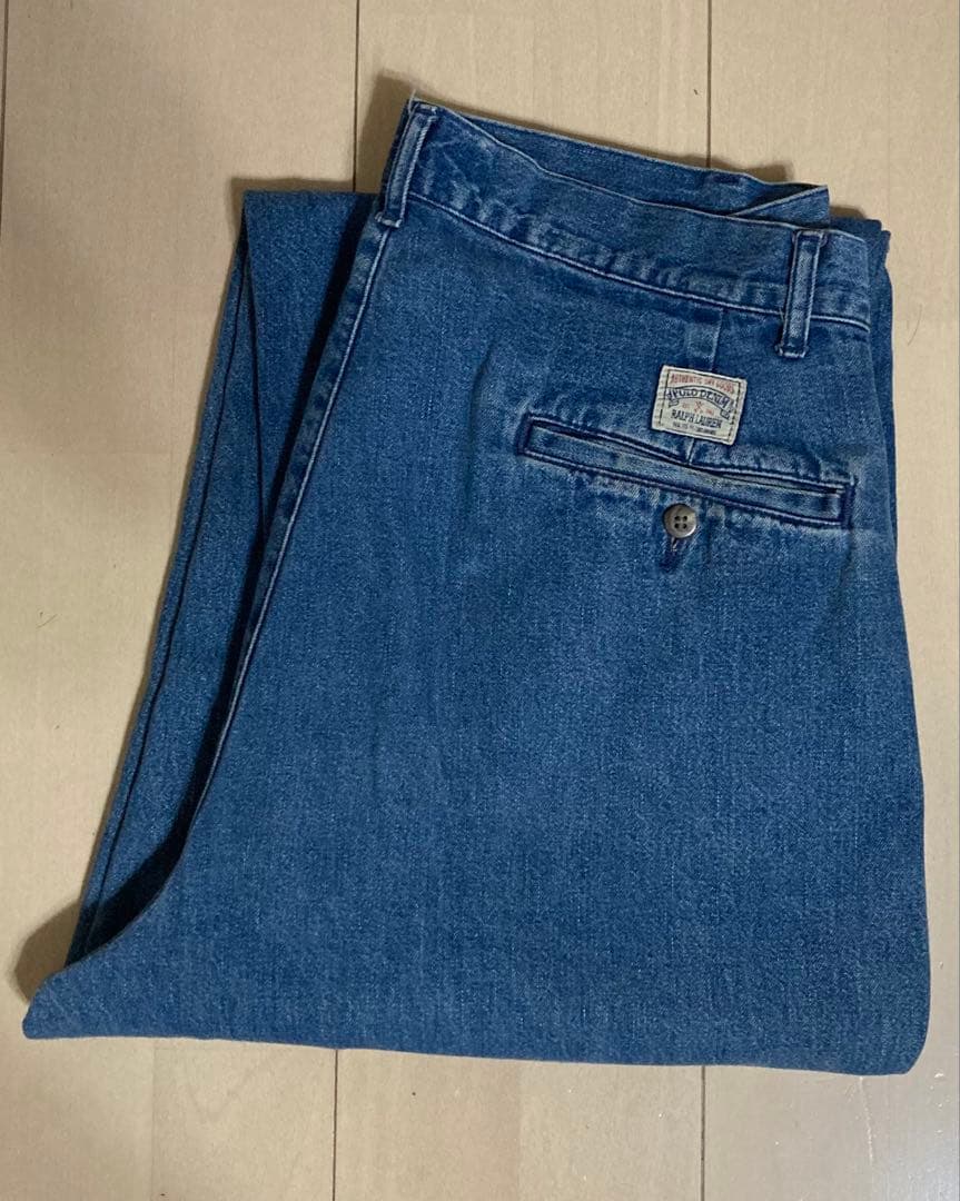 90s ラルフローレン デニムスラックス USA製 ポロデニム 2タック W32