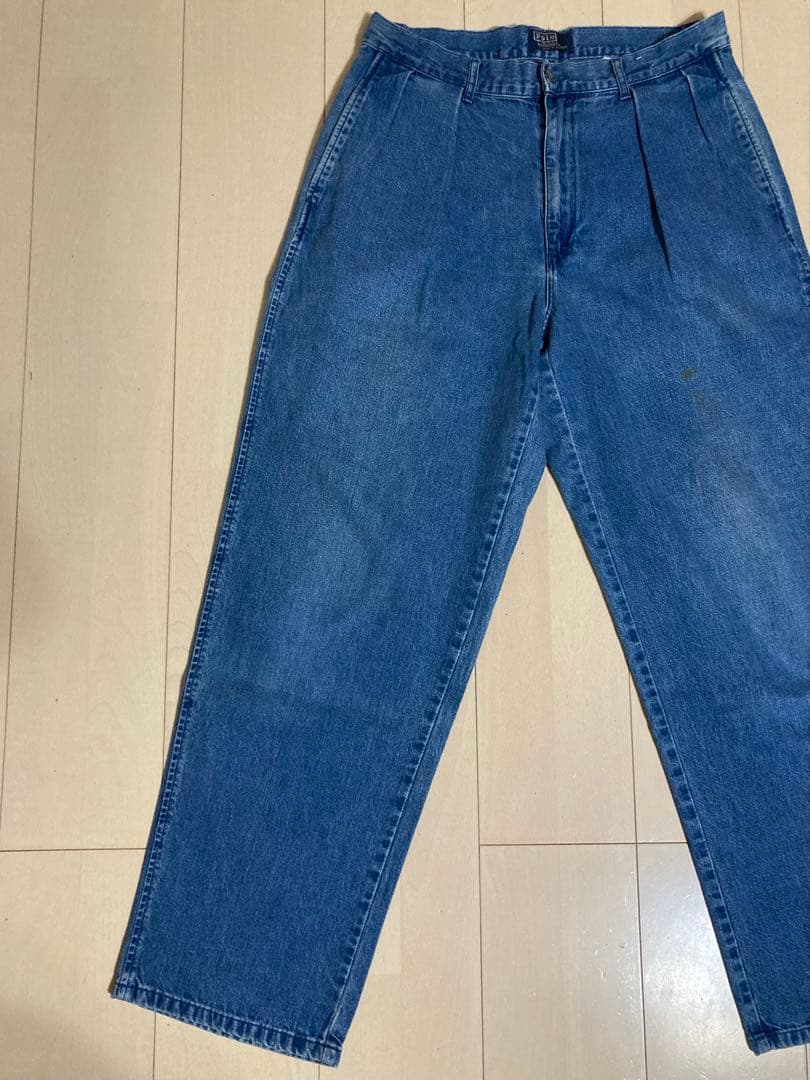 90s ラルフローレン デニムスラックス USA製 ポロデニム 2タック W32