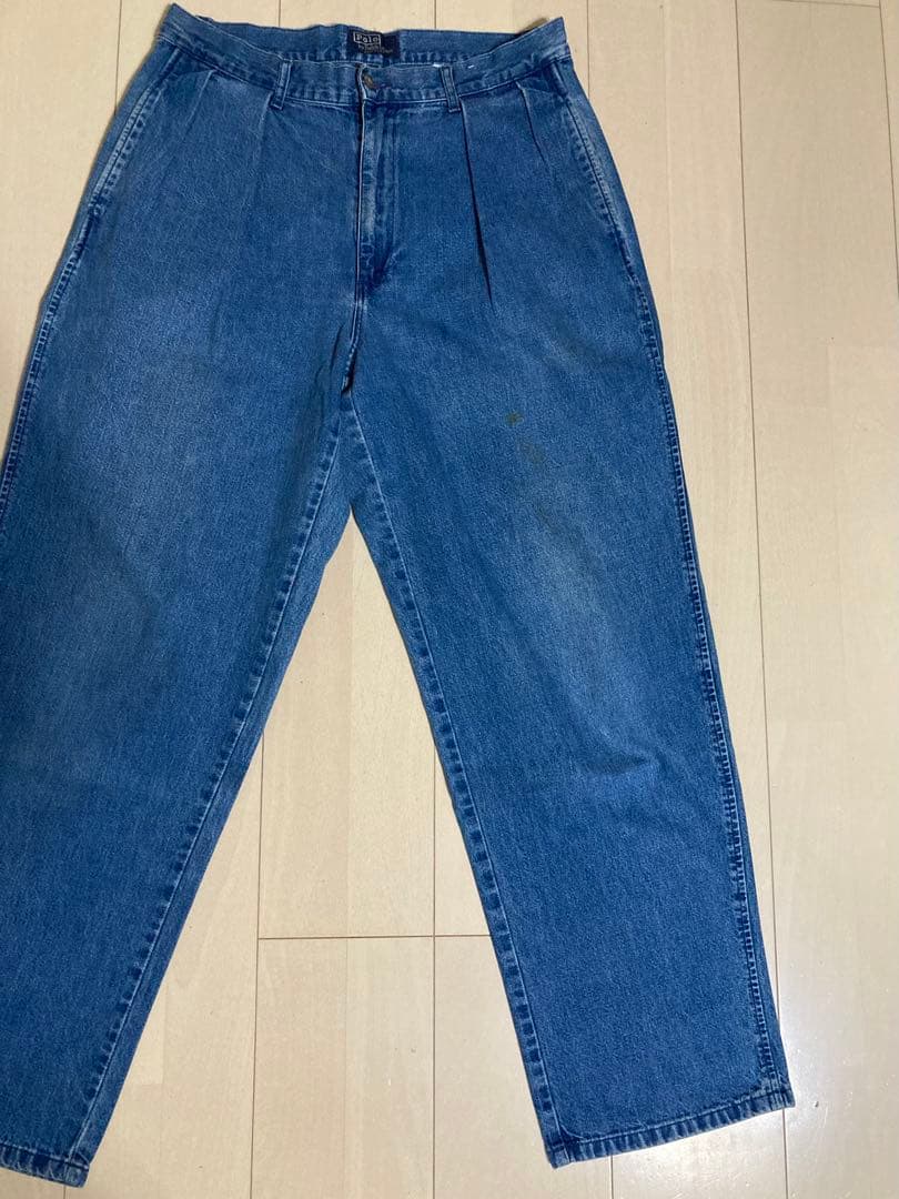 90s ラルフローレン デニムスラックス USA製 ポロデニム 2タック W32