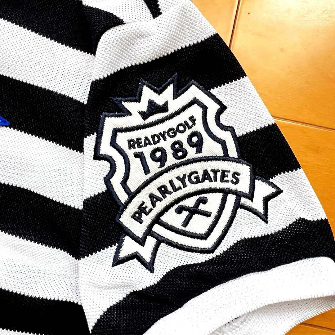 日本製⭐️新品パーリーゲイツ 速乾メッシュボーダーポロシャツ⭐️ビッグロゴ付き