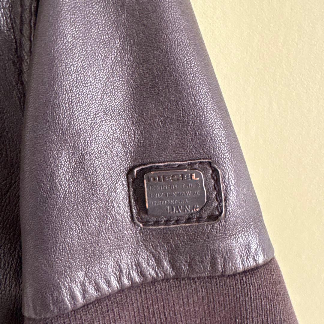 【ヴィンテージ】DIESEL ディーゼル　レザージャケット　本革　黒　フード　M