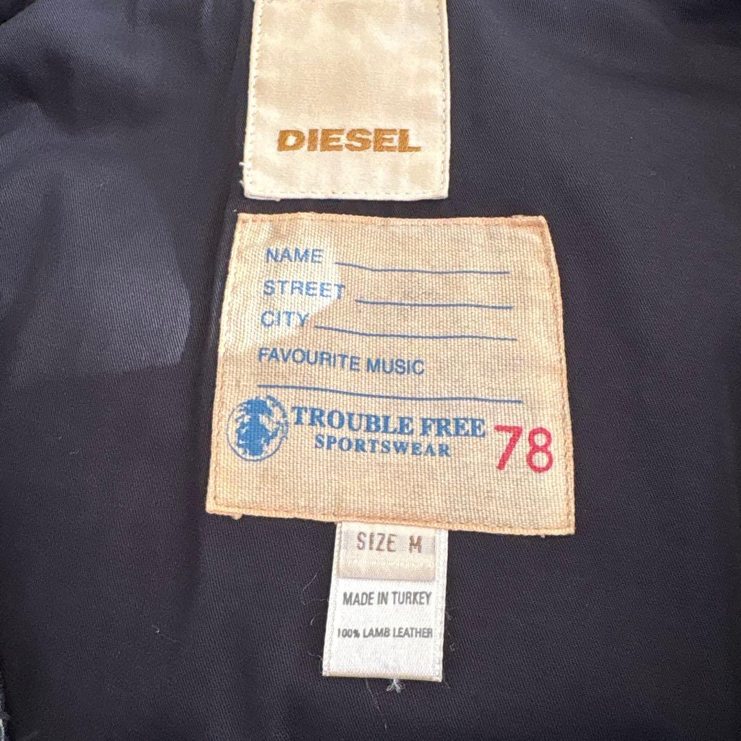 【ヴィンテージ】DIESEL ディーゼル　レザージャケット　本革　黒　フード　M