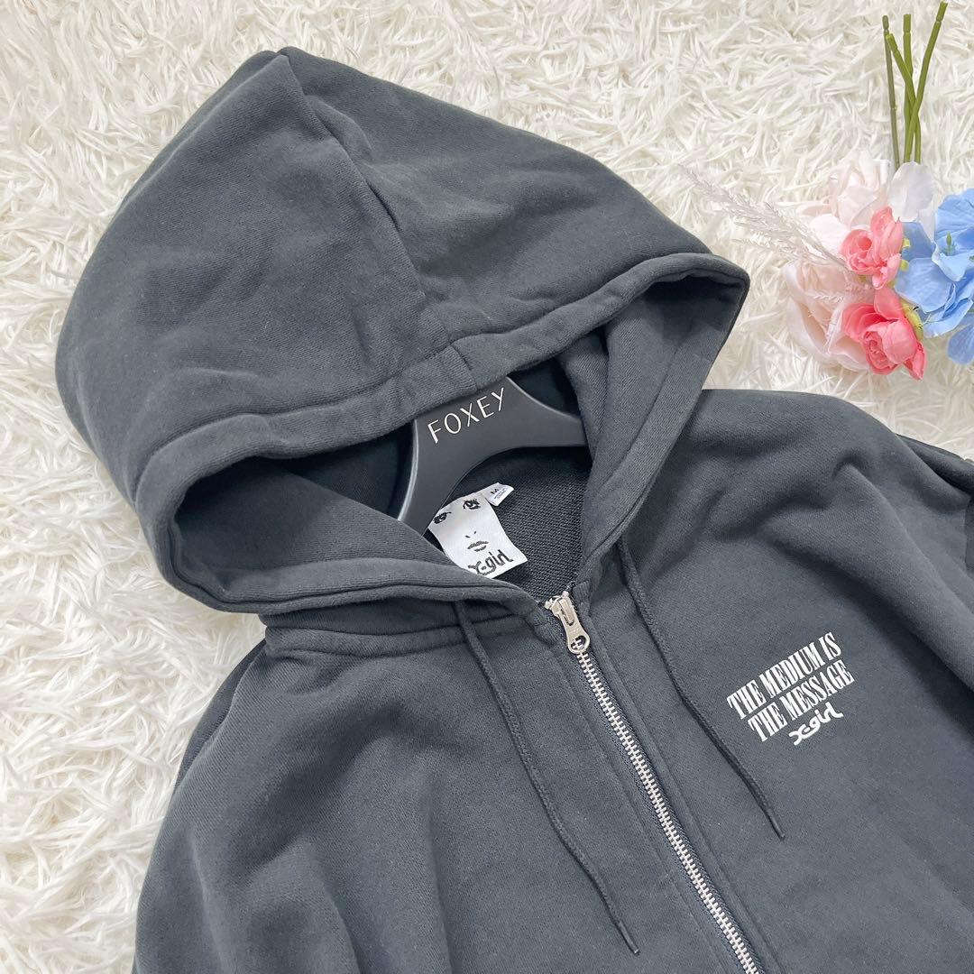 美品♡X-girl ZIP UP SWEAT HOODIE チャコール Mサイズ