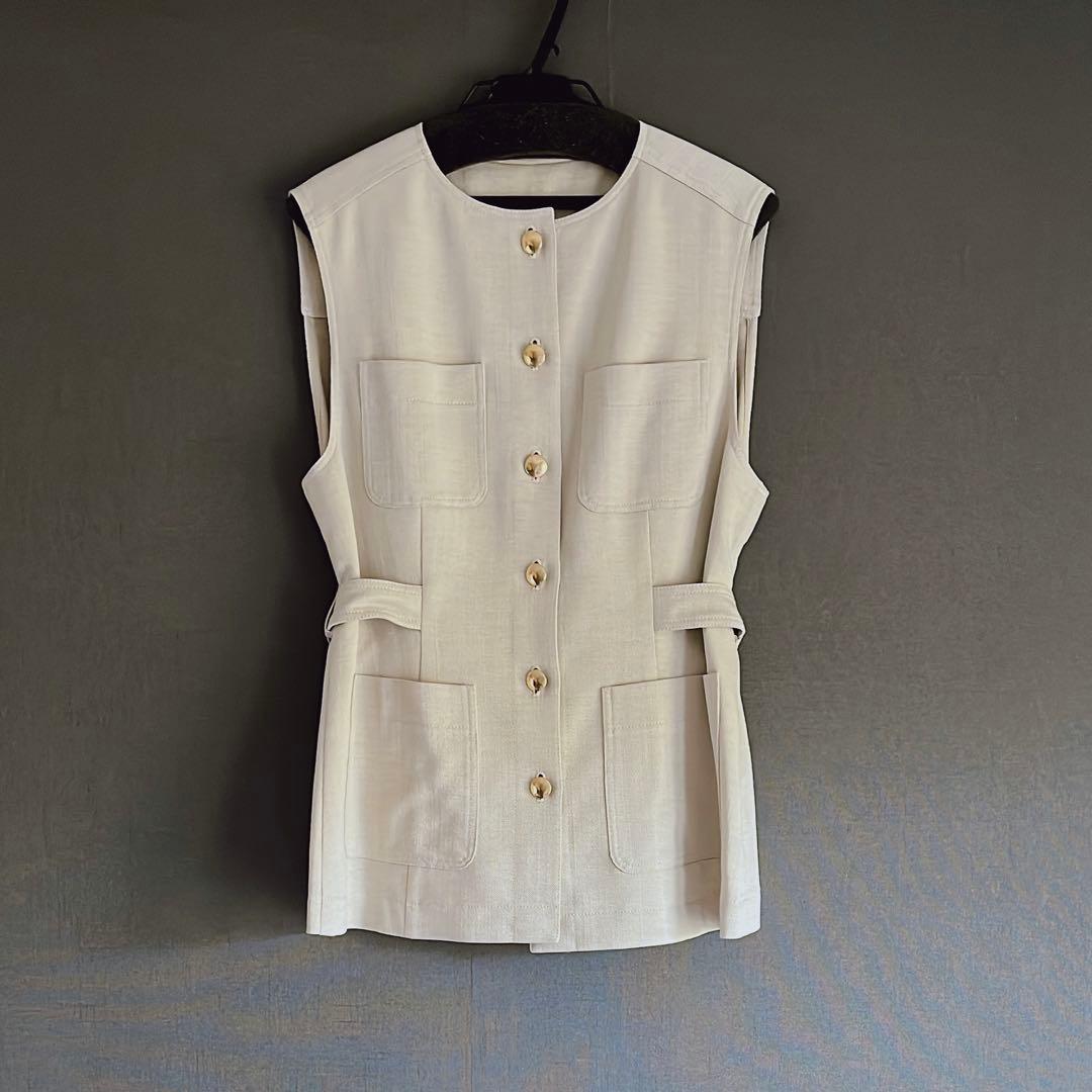 【新品未使用】ANAYI ベージュ ジレ ベスト オックスストレッチポケットジレ