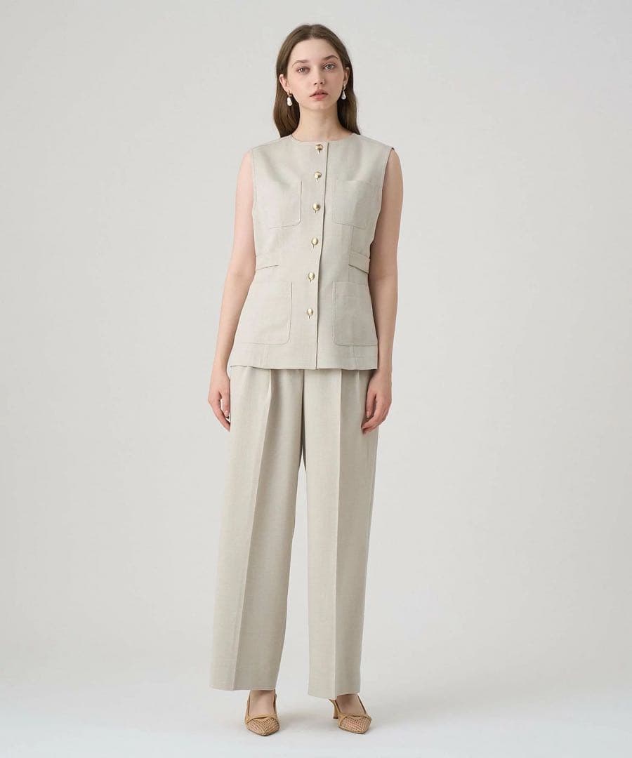 【新品未使用】ANAYI ベージュ ジレ ベスト オックスストレッチポケットジレ
