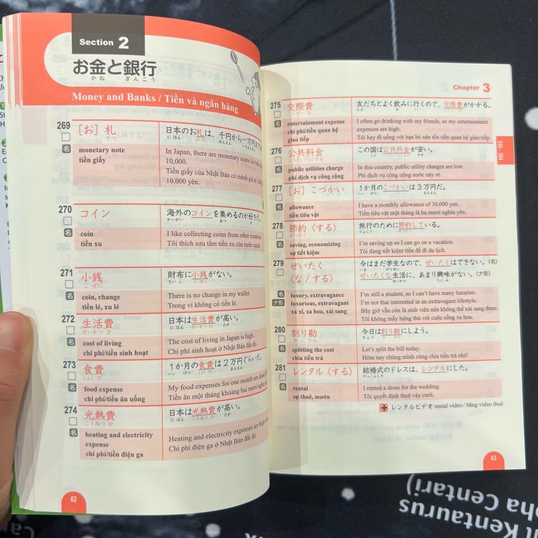 5冊「はじめての日本語能力試験N5+N4+N3+N2+N1単語」英語・ベトナム語
