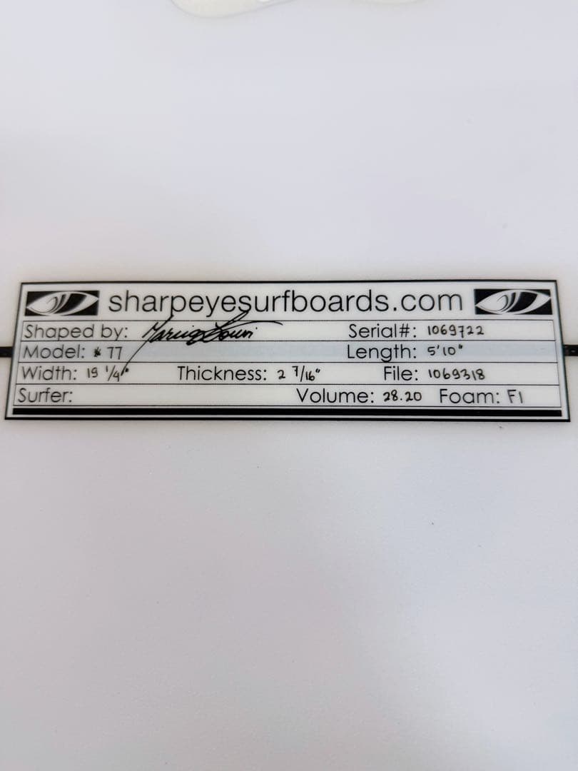 sharpeye surfboard #77 5'10 シャープアイ