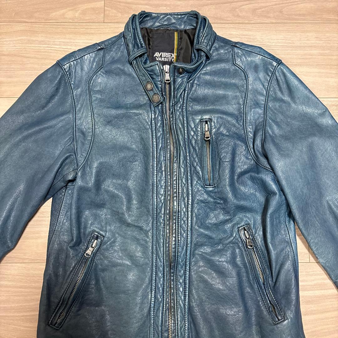 ⭐️オークションに移行⭐️ 【AVIREX】ブルー レザージャケット M
