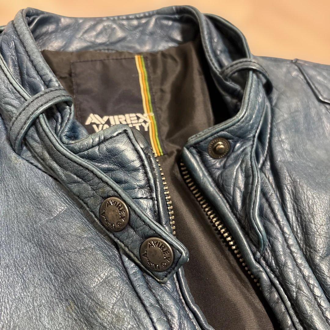 ⭐️オークションに移行⭐️ 【AVIREX】ブルー レザージャケット M