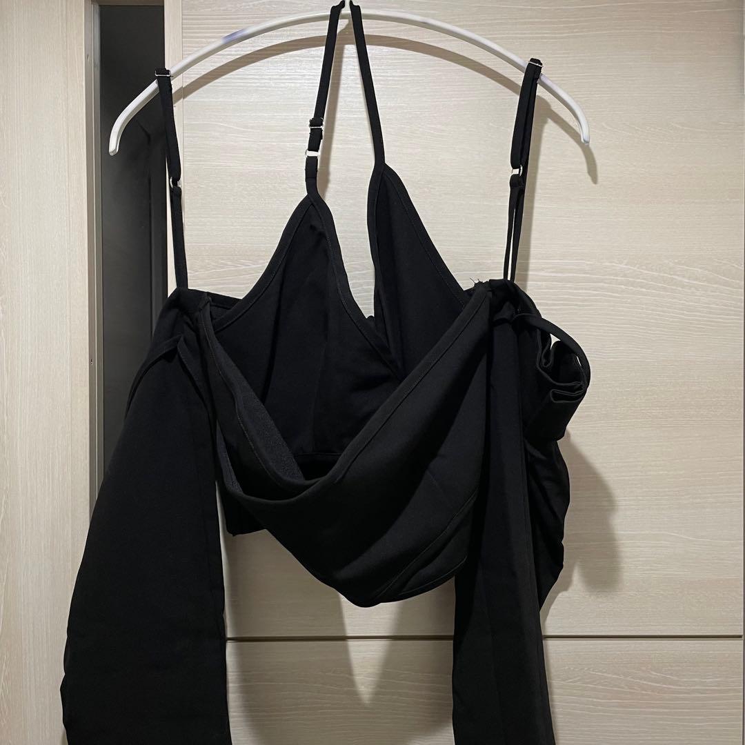 トップス melt the lady strap cover tops black
