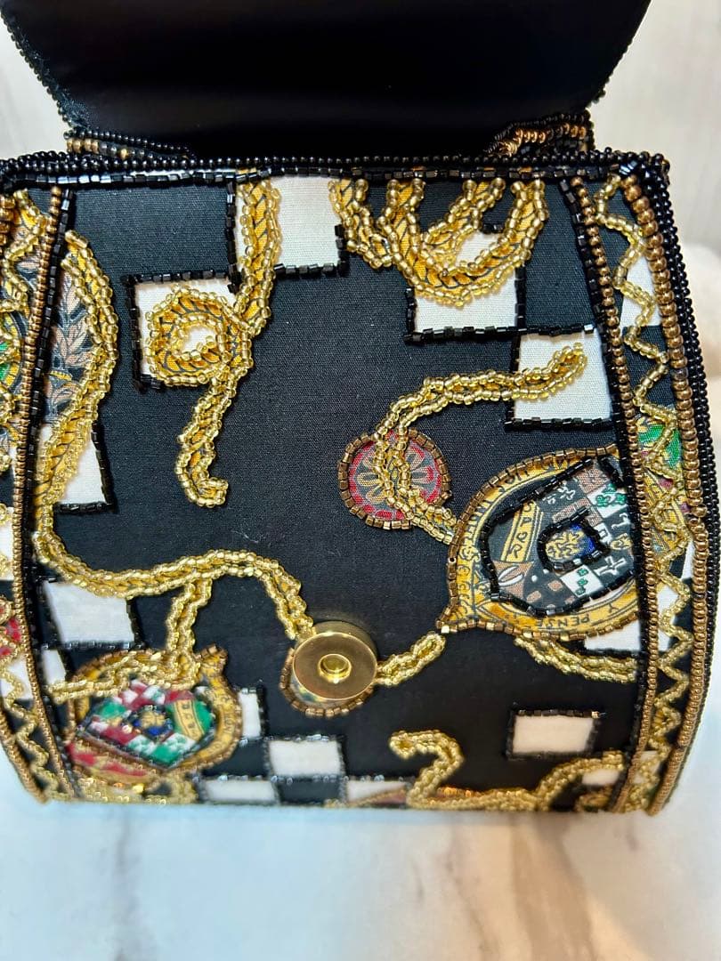 超希少✨Lumy ハシモト 皇室御用達　 ビーズ刺繍 パーティーバッグ 黒　新品