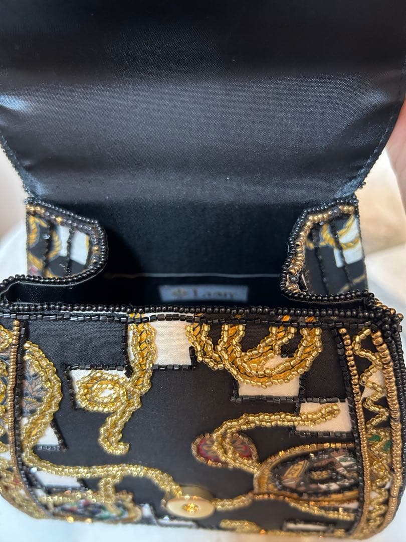 超希少✨Lumy ハシモト 皇室御用達　 ビーズ刺繍 パーティーバッグ 黒　新品