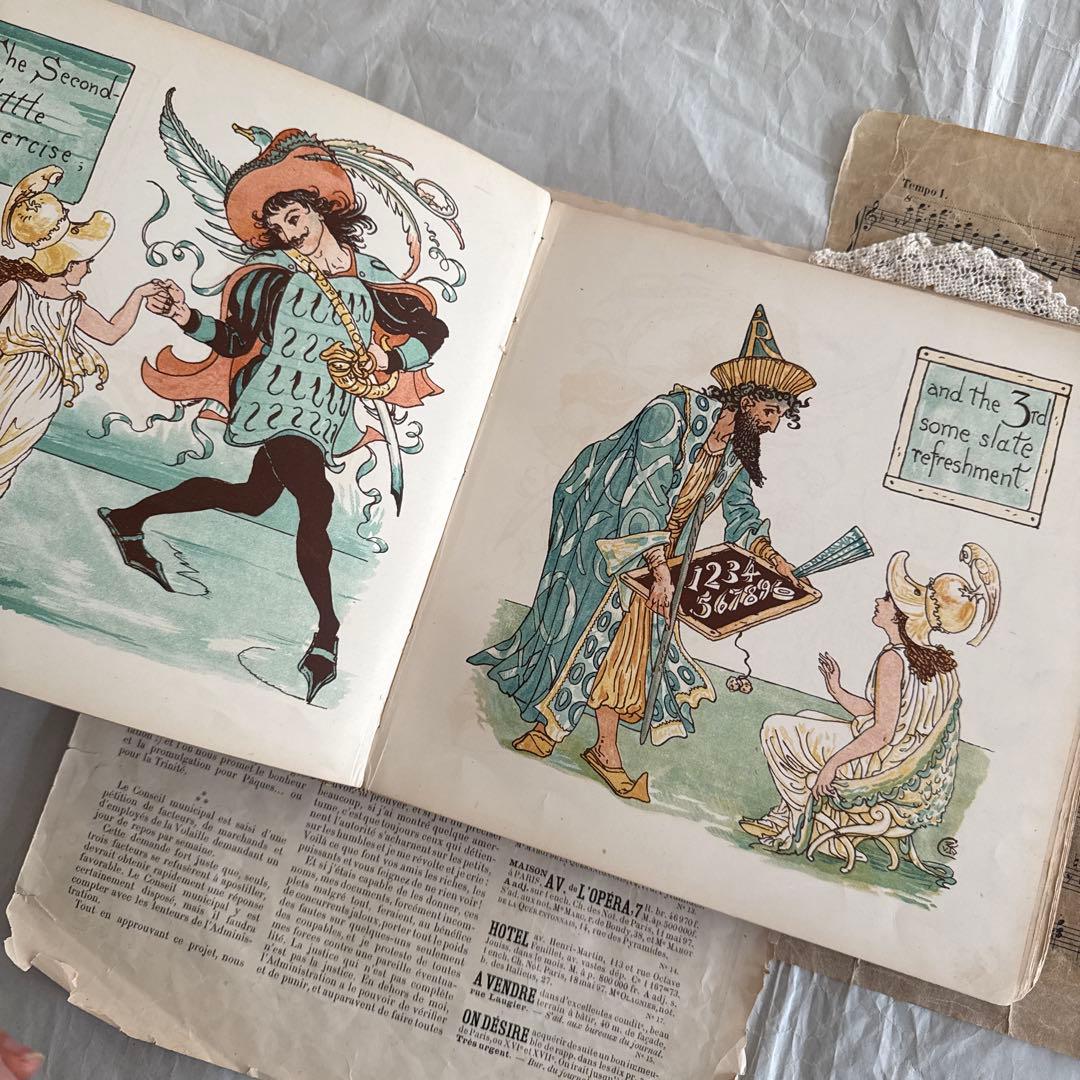 稀少アンティーク美しい挿絵のイギリス絵本ウォルタークレイン洋書ジャンクジャーナル