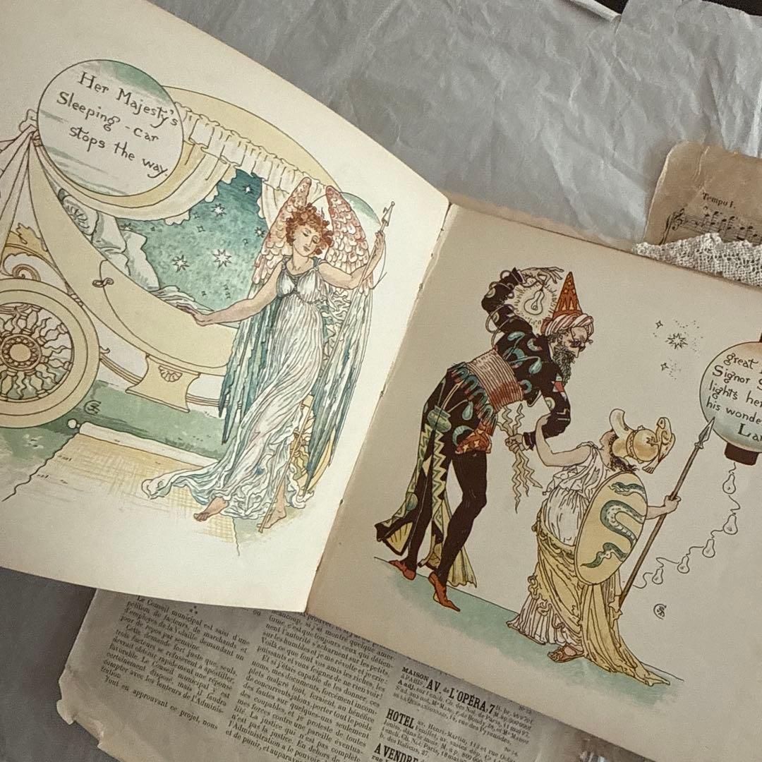 稀少アンティーク美しい挿絵のイギリス絵本ウォルタークレイン洋書ジャンクジャーナル