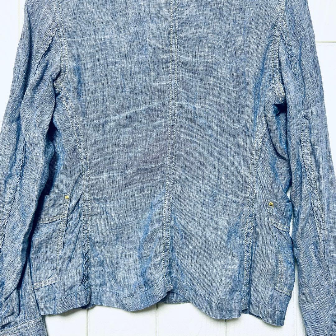 KAPITAL キャピタル リネンシャンブレー 丸襟ジャケット 0 赤ボタン 麻