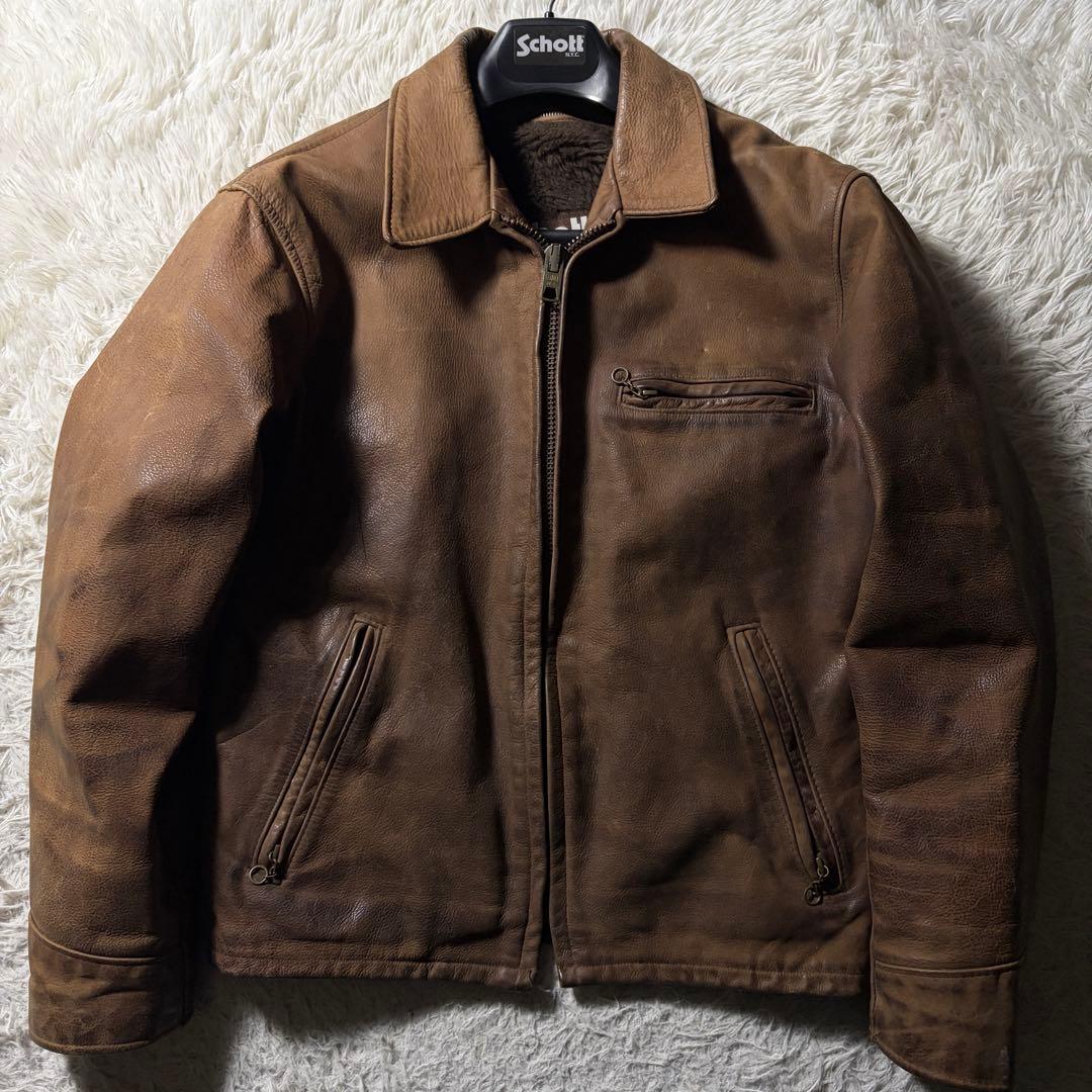 【米国製】schott トラッカージャケット　AT101S 本革　ブラウン　38