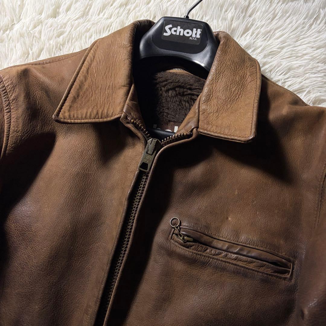 【米国製】schott トラッカージャケット　AT101S 本革　ブラウン　38