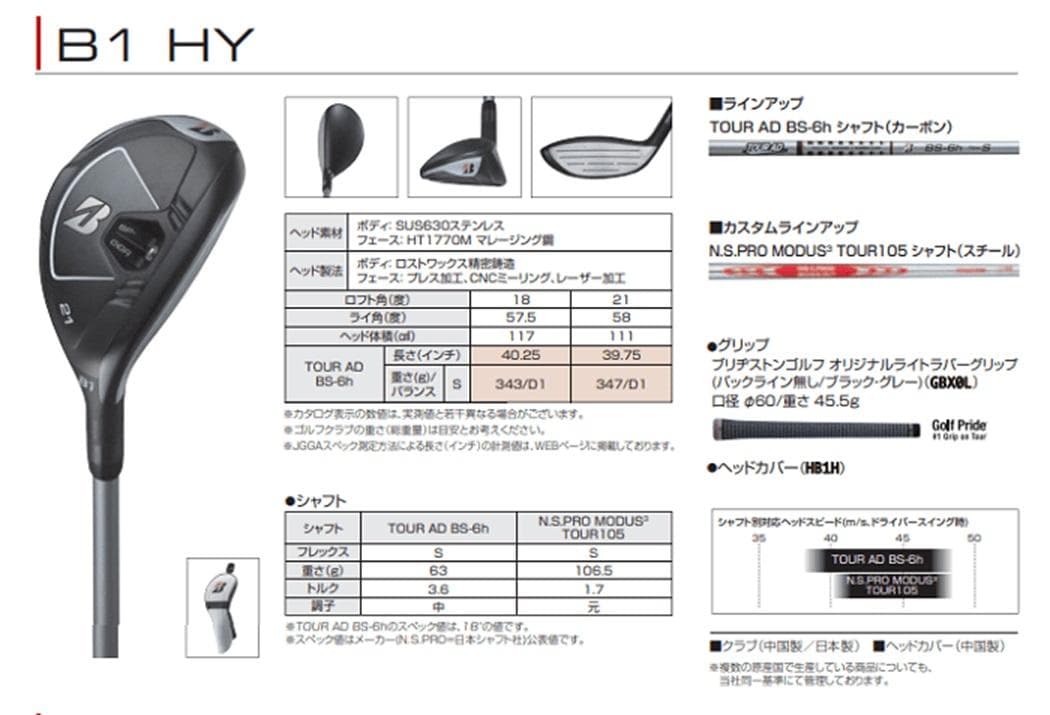 ブリヂストン B1 HY Tour AD BS-6h (H3/18°/S)