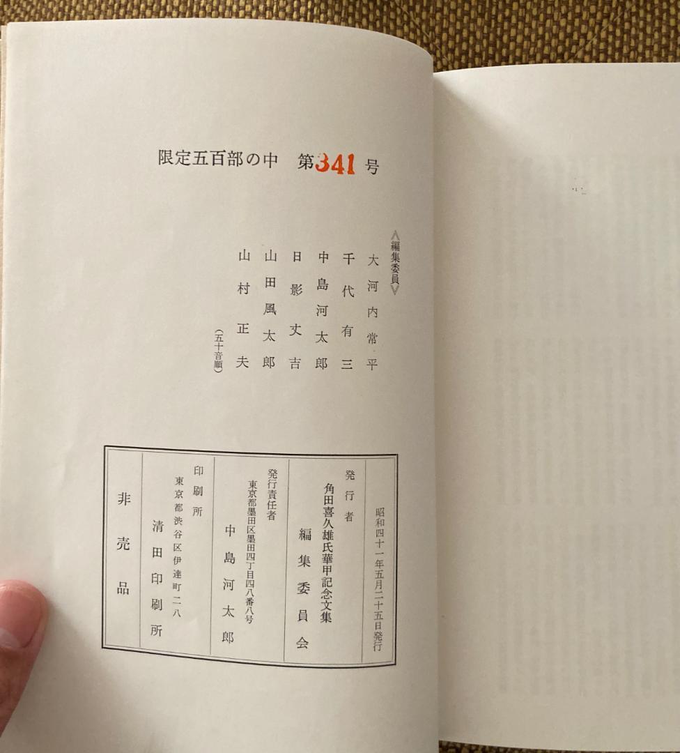 角田喜久雄氏華甲記念文集