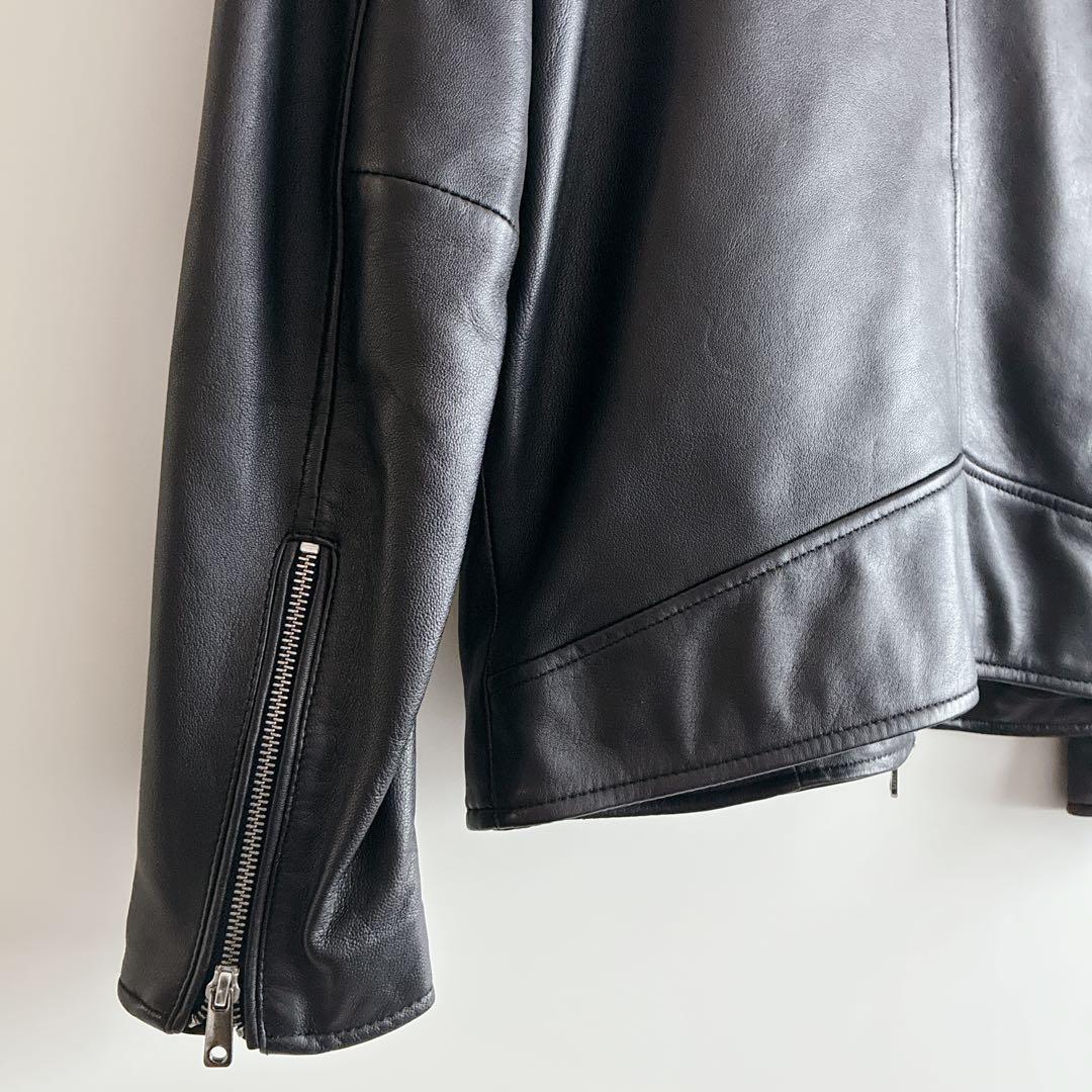 美品 ユナイテッドトウキョウ シングル ライダース ラムレザー L ブラック
