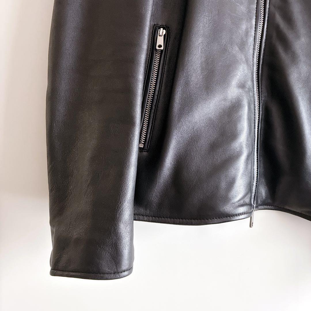 美品 ユナイテッドトウキョウ シングル ライダース ラムレザー L ブラック