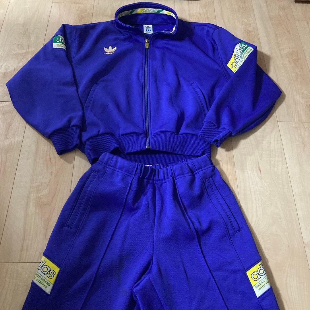 【90S old adidas】トレフォイル刺繍デサント製セットアップ売Mサイズ