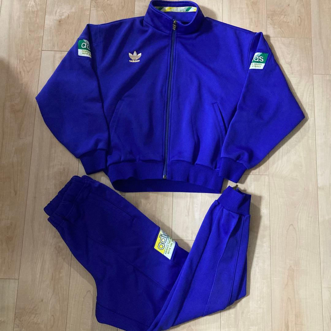 【90S old adidas】トレフォイル刺繍デサント製セットアップ売Mサイズ