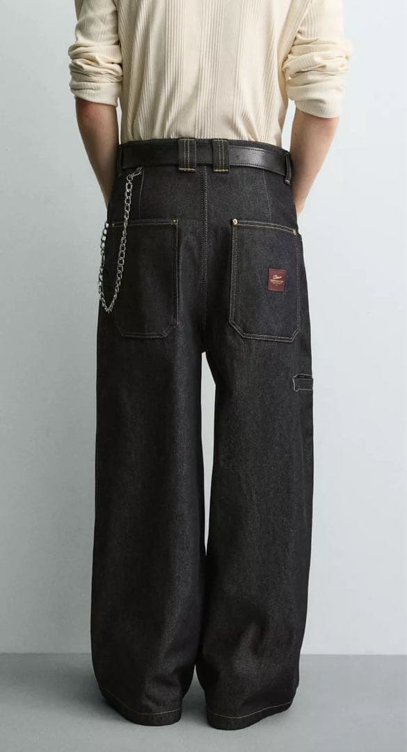 ZARA チェーン付き リラックスフィットパンツ